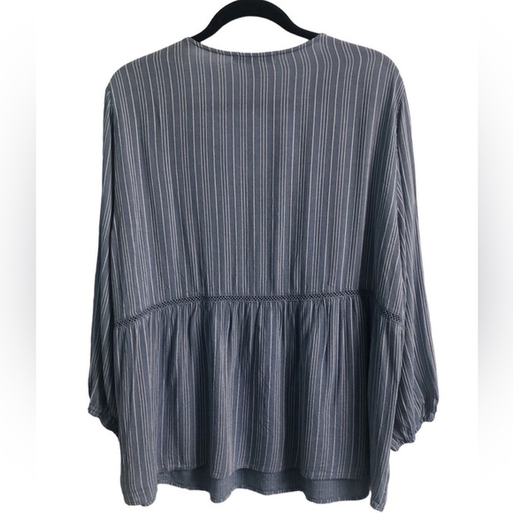 Fever Blue & White Striped Pleasant Plus Size Blouse, Blue Whistler's XXL - Picture 8 of 14